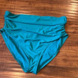 Time and Tru Teal High-Waisted Swim Bottom